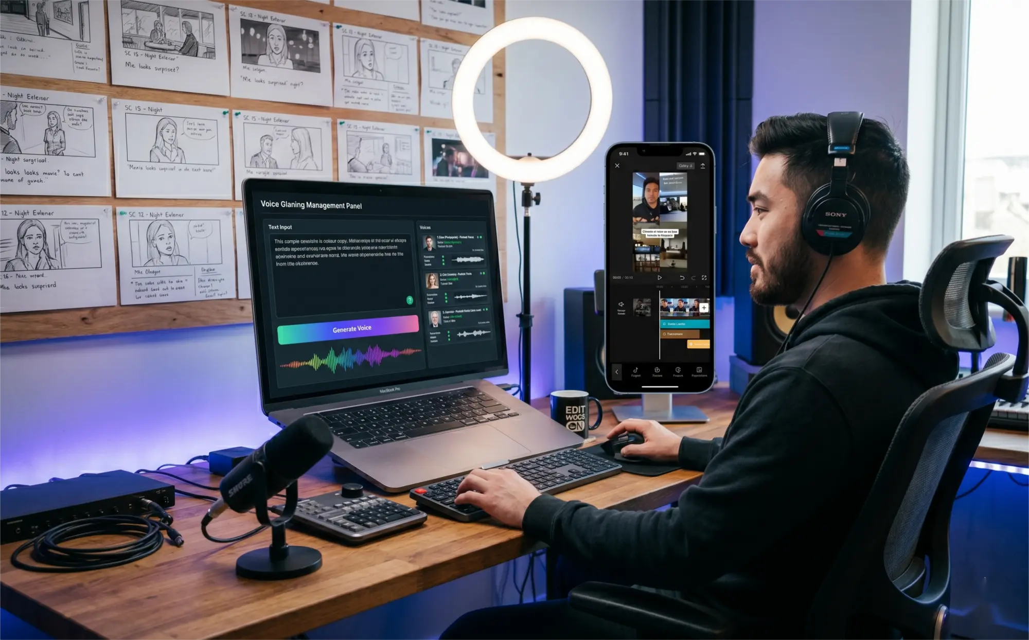 短视频博主使用 VoxCPM2 为口播内容生成 AI 配音